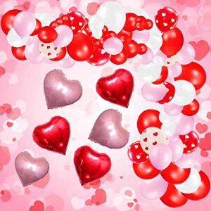 valentines day balloon garland arch kit party decorations – 113pcs happy valentine’s day wedding anniversary engagement decorations pink red heart mylar balloons =