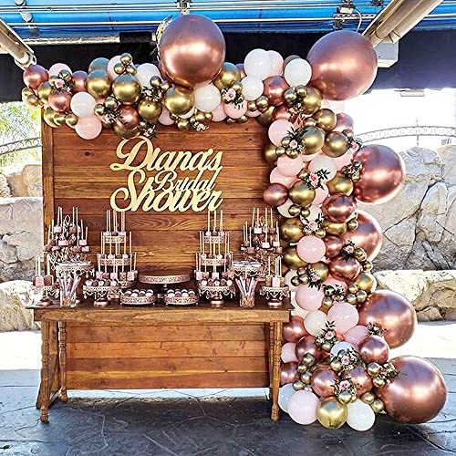 Beliueyes Rose Gold Balloon Garland Kit 148PCS, Pink White Balloon Arch for Bridal Wedding Birthday Baby Shower Anniversary Party Decor Background Decoration