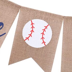 Rookie of the Year Burlap Banner - Rookie Year Birthday, Rookie of the Year,Baseball First 1st Birthday Decoration, Baseball Birthday Party Banner, Baseball Party Supplies (Rookie of the Year)