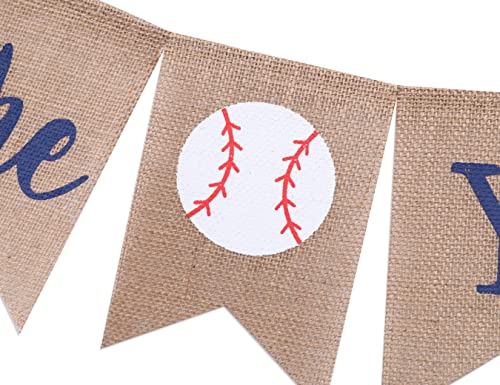 Rookie of the Year Burlap Banner - Rookie Year Birthday, Rookie of the Year,Baseball First 1st Birthday Decoration, Baseball Birthday Party Banner, Baseball Party Supplies (Rookie of the Year)