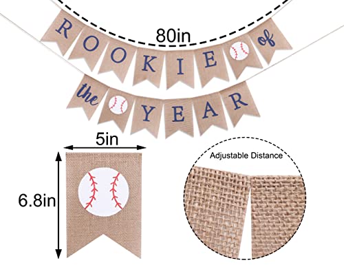 Rookie of the Year Burlap Banner - Rookie Year Birthday, Rookie of the Year,Baseball First 1st Birthday Decoration, Baseball Birthday Party Banner, Baseball Party Supplies (Rookie of the Year)