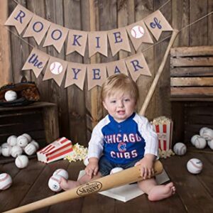 Rookie of the Year Burlap Banner - Rookie Year Birthday, Rookie of the Year,Baseball First 1st Birthday Decoration, Baseball Birthday Party Banner, Baseball Party Supplies (Rookie of the Year)