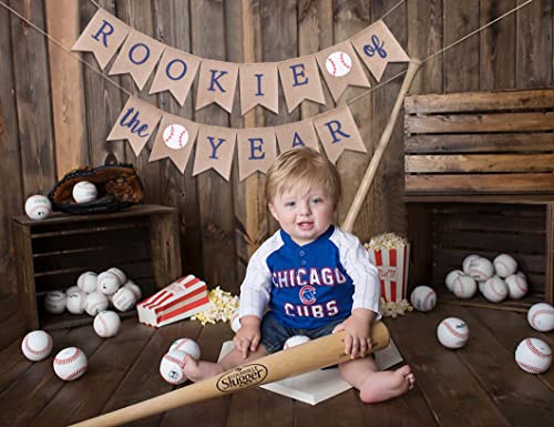 Rookie of the Year Burlap Banner - Rookie Year Birthday, Rookie of the Year,Baseball First 1st Birthday Decoration, Baseball Birthday Party Banner, Baseball Party Supplies (Rookie of the Year)