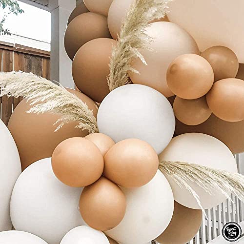 107pcs Brown Blush Balloon Garland Baby Shower Decorations Cream Peach White Pastel Balloon Arch 1st Birthday Party Decor Supplies