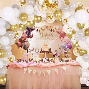 DIY Balloon Arch & Garland kit,138Pcs Party Balloons Decoration Set, Gold Confetti & Silver & White & Transparent Balloons for Bridal & Baby Shower, Wedding, Birthday, Graduation, Anniversary Party