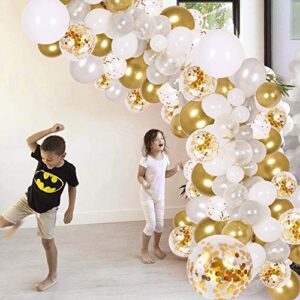 DIY Balloon Arch & Garland kit,138Pcs Party Balloons Decoration Set, Gold Confetti & Silver & White & Transparent Balloons for Bridal & Baby Shower, Wedding, Birthday, Graduation, Anniversary Party