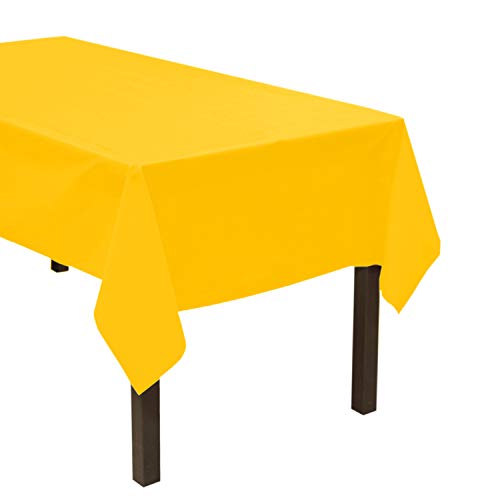 Party Essentials Heavy Duty Plastic Table Cover Available in 44 Colors, 54" x 108", Harvest Yellow