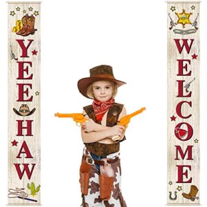 west cowboy yee haw garland party decoration set cowboy porch sign welcome cowboy banner hanging decoration for indoor/outdoor western cowboy decoration party decorations