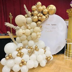 White Gold Balloon Garland Kit - 171pcs White and Gold Latex Balloons Arch Kit, White Gold Balloon Wall for Birthday Baby Shower,Wedding Bridal,Graduation,First Communion Baptism Party Decorations