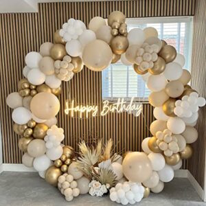 White Gold Balloon Garland Kit - 171pcs White and Gold Latex Balloons Arch Kit, White Gold Balloon Wall for Birthday Baby Shower,Wedding Bridal,Graduation,First Communion Baptism Party Decorations