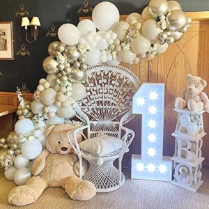 White Gold Balloon Garland Kit - 171pcs White and Gold Latex Balloons Arch Kit, White Gold Balloon Wall for Birthday Baby Shower,Wedding Bridal,Graduation,First Communion Baptism Party Decorations