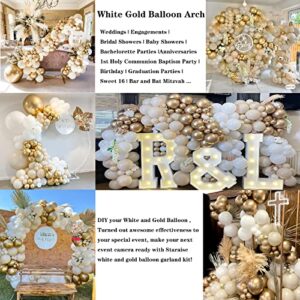 White Gold Balloon Garland Kit - 171pcs White and Gold Latex Balloons Arch Kit, White Gold Balloon Wall for Birthday Baby Shower,Wedding Bridal,Graduation,First Communion Baptism Party Decorations