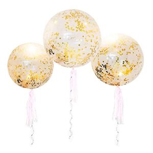 36 inch jumbo confetti balloons, giant latex balloon with gold confetti (premium helium quality) pkg/6 latex glitter balloons for party/birthdays/wedding/festivals christmas and event decorations