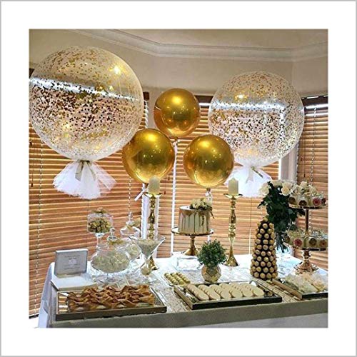 36 Inch Jumbo Confetti Balloons, Giant Latex Balloon with Gold Confetti (Premium Helium Quality) Pkg/6 Latex glitter balloons for Party/Birthdays/Wedding/Festivals Christmas and Event Decorations