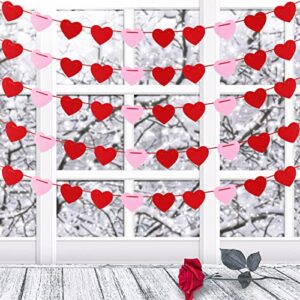 valentine felt heart garland for valentines day decor, no diy, 50 pcs – valentines heart banner for valentines day decorations, wedding anniversary decorations, felt hearts, love romantic decorations