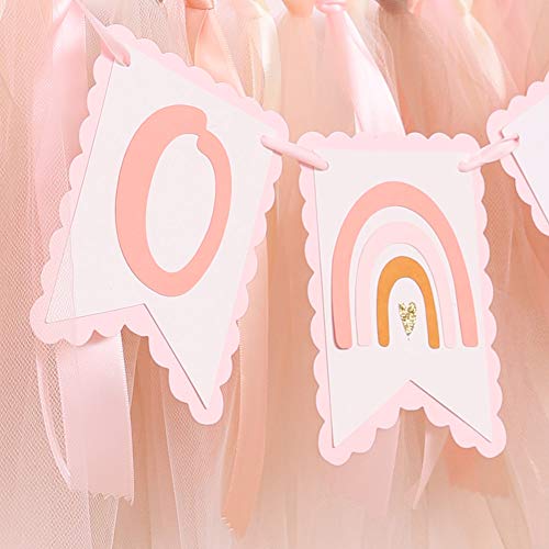 Bohemian 1st Birthday Banner - Bohemian Rainbow High Chair Banner, First Birthday High Chair Bunting Decoration, Silent and Neutral Modern Girl, Smash Cake Props, Photographer Photo Props.