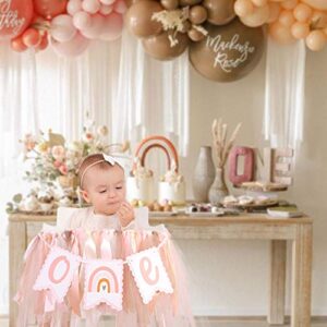 Bohemian 1st Birthday Banner - Bohemian Rainbow High Chair Banner, First Birthday High Chair Bunting Decoration, Silent and Neutral Modern Girl, Smash Cake Props, Photographer Photo Props.