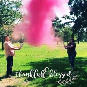 Gender Reveal Surprise Powder Cannons Bundle, 16 Inch, Non-Toxic, 2 Pink Powder Dispensers Plus 8 Free Gender Reveal Party Balloons Decorations