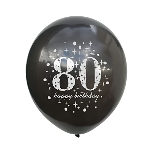 80th Birthday Balloons Gold and Black Party Decorations Latex Confetti Balloon for 80 Year Old Anniversary Theme Birthday Party Supplies 12 Inch 15 Pack(80 years old)