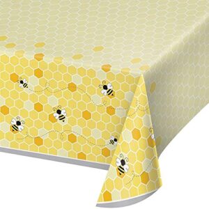 creative converting bumblebee baby plastic tablecloth, 54″ x 102″, multi-color