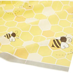 Creative Converting Bumblebee Baby Plastic Tablecloth, 54" x 102", Multi-Color