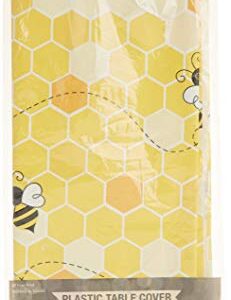 Creative Converting Bumblebee Baby Plastic Tablecloth, 54" x 102", Multi-Color