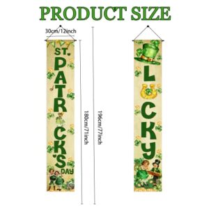 St. Patrick's Day Decorations Door Banner, Vintage St Patricks Day Banner Porch Sign, St Pattys Day Decorations Door Sign for St Patricks Door Decorations, St Patricks Banner for Indoor Outdoor