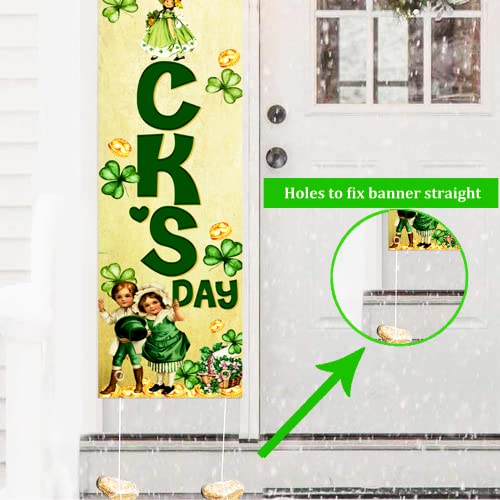 St. Patrick's Day Decorations Door Banner, Vintage St Patricks Day Banner Porch Sign, St Pattys Day Decorations Door Sign for St Patricks Door Decorations, St Patricks Banner for Indoor Outdoor