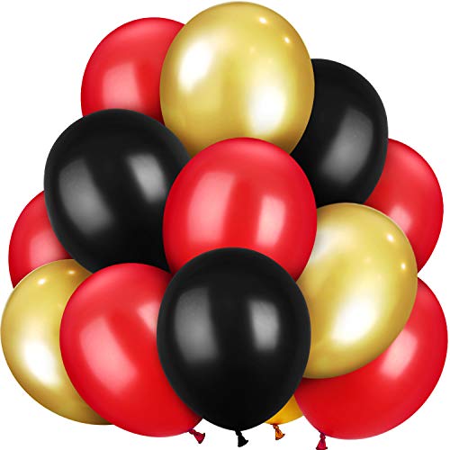 100 Pieces 13 inch Latex Balloons Colorful Round Balloons for Wedding Birthday Festival Party Decoration (Gold, Black, Red)