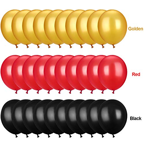 100 Pieces 13 inch Latex Balloons Colorful Round Balloons for Wedding Birthday Festival Party Decoration (Gold, Black, Red)