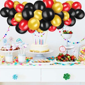 100 Pieces 13 inch Latex Balloons Colorful Round Balloons for Wedding Birthday Festival Party Decoration (Gold, Black, Red)