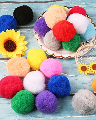 Pllieay 30pcs 15 Colors 2.4 Inch Very Large Assorted Pom Poms Arts and Crafts for DIY Creative Crafts Decorations, Water Balloons Outdoor Water Toys