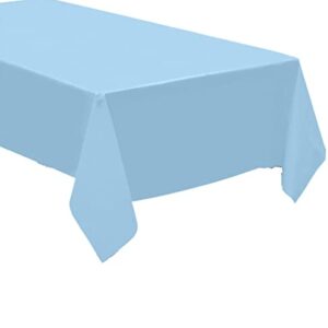 Pack of 4: Disposable Plastic Tablecloths / Table Covers, 54 x 108 inches Each (Light Blue)