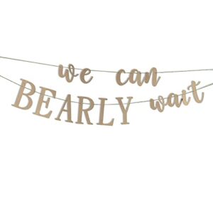 we can bearly wait baby shower decorations teddy bear baby shower banner sign gender reveal neutral party garland nursery decoration photo props (kraft)