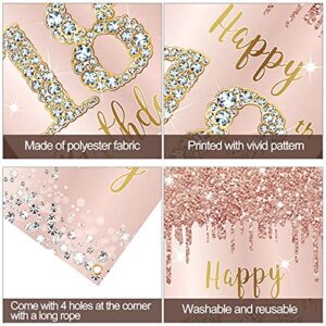 Happy 18th Birthday Door Banner Backdrop Decorations for Girls, Pink Rose Gold 18 Birthday Party Door Cover Sign Supplies, Eighteen Year Old Birthday Poster Background Photo Booth Props Decor