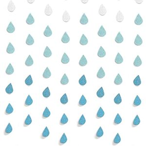 Yzurbu 24 Strings Raindrop Garland Decorations, Paper Hanging Rain Drops Decor Pieces for Baby Shower, Party and Centerpieces Decoration - Blue