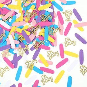 350 pieces baby confetti sprinkles baby shower table confetti decorations donut paper baby confetti sprinkles for baby shower (classic style)