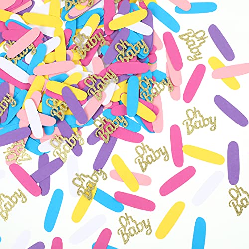 350 Pieces Baby Confetti Sprinkles Baby Shower Table Confetti Decorations Donut Paper Baby Confetti Sprinkles for Baby Shower (Classic Style)