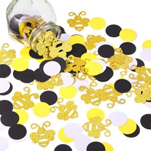 360 pieces bee confetti gold glitter bee confetti yellow black circle confetti for bee themed party baby shower birthday table party decoration