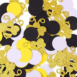 360 Pieces Bee Confetti Gold Glitter Bee Confetti Yellow Black Circle Confetti for Bee Themed Party Baby Shower Birthday Table Party Decoration