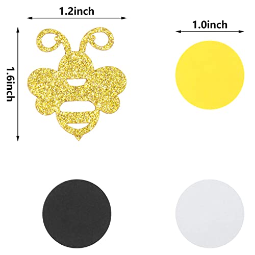 360 Pieces Bee Confetti Gold Glitter Bee Confetti Yellow Black Circle Confetti for Bee Themed Party Baby Shower Birthday Table Party Decoration