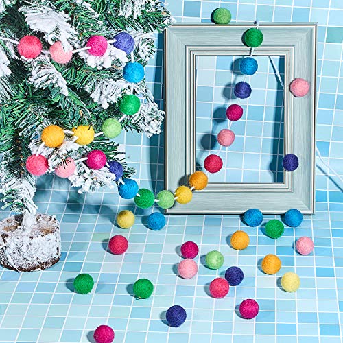 Wool Felt Ball Garland Colorful Pom Pom Garland Handmade 6.5 Feet Long 24 Balls Felt Ball Garlands for Wall Christmas Tree Decoration (3)