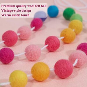 Wool Felt Ball Garland Colorful Pom Pom Garland Handmade 6.5 Feet Long 24 Balls Felt Ball Garlands for Wall Christmas Tree Decoration (3)