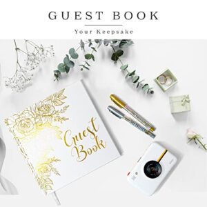 LEMON SHERBET® Wedding Guest Book with Metallic Marker Set - Guest Book Wedding Reception - Baby Shower Guest Book - Polaroid Guest Book for Wedding - Wedding Guestbook - Wedding Sign in Book