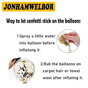 Jonhamwelbor 50th Birthday Balloons Gold and Black Party Decorations 15 Pack 12 inch Latex and Confetti Balloon Printed with Happy Birthday 50 for Women Men