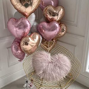 Pastel Heart Balloons 12 PACK Pink Valentines Day Heart Shaped Decorations Rose Gold Mylar Foil Balloon Set