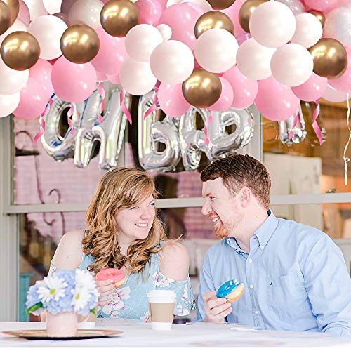 Pink Gold White Latex Balloons, 50 Pack 12 Inches Party Balloons Helium Balloons for Girl Baby Shower Birthday Bridal Shower Wedding Party Decorations Supplies