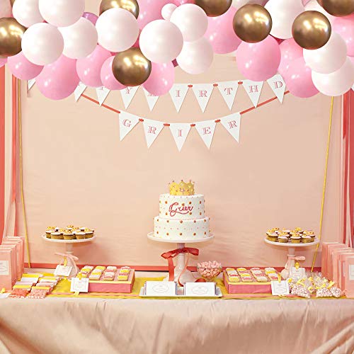 Pink Gold White Latex Balloons, 50 Pack 12 Inches Party Balloons Helium Balloons for Girl Baby Shower Birthday Bridal Shower Wedding Party Decorations Supplies