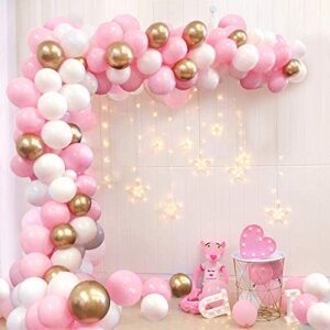 Pink Gold White Latex Balloons, 50 Pack 12 Inches Party Balloons Helium Balloons for Girl Baby Shower Birthday Bridal Shower Wedding Party Decorations Supplies