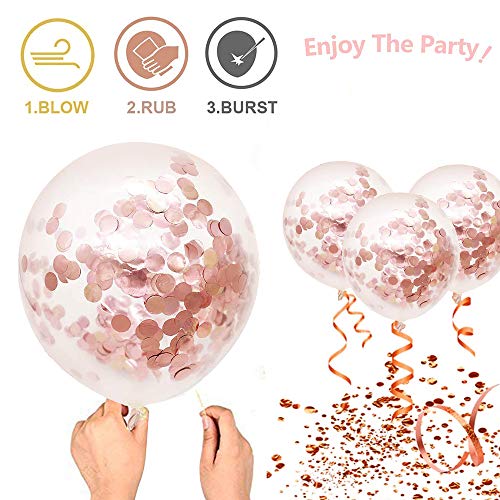 Rose Gold Confetti Latex Balloons, 50pcs 12 Inch Party Balloons for Bridal Shower Wedding Birthday Engagement Decoration